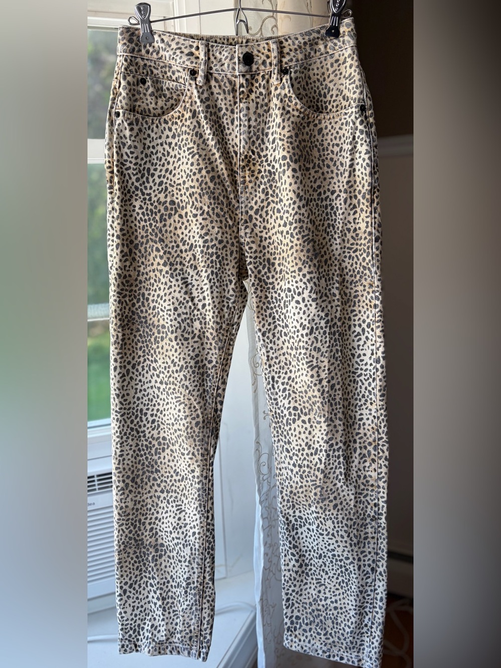 Alexander Wang Yellow Cheetah Cult Rise Designer Jeans Sz 27 Edgy Indie Sleaze